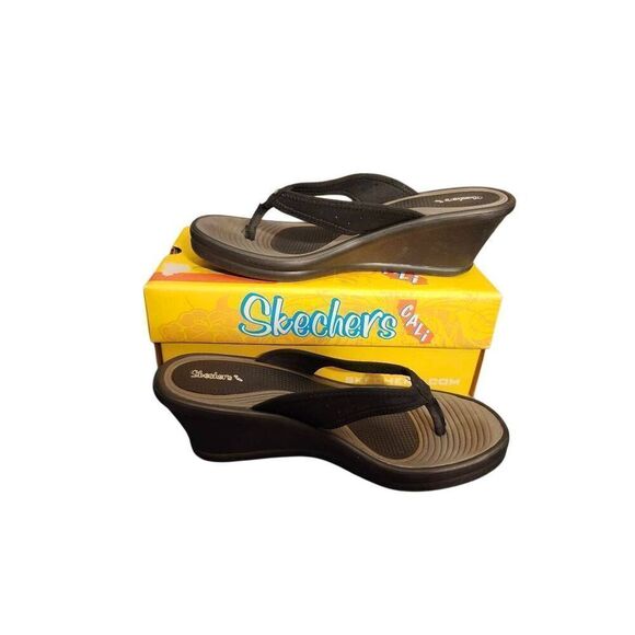 Skechers Shoes - Skechers Cali Rumblers Happy Dayz Wedge Black Sandal Womens Size 9 New In Box